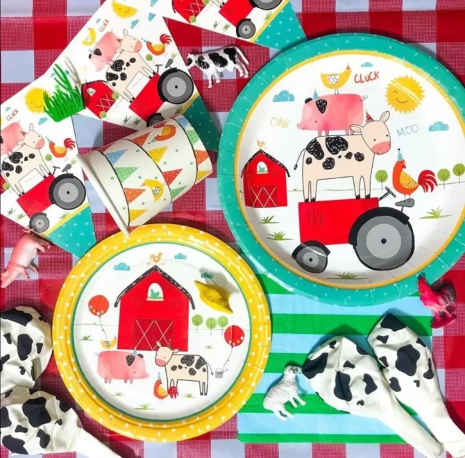 farm animals cups plates birthday party boys girls