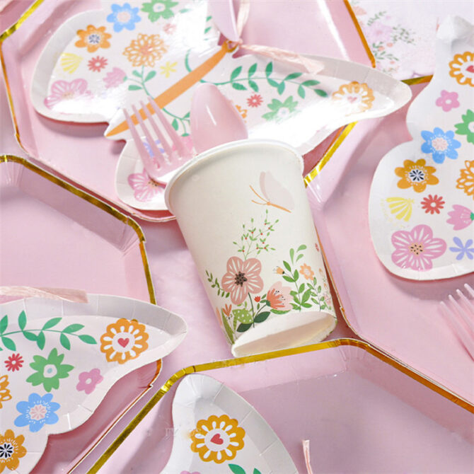 fancy butterfly tableware flowers plates cups birthday party girls