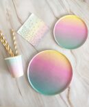 rainbow plates cups napkins birthday party girls