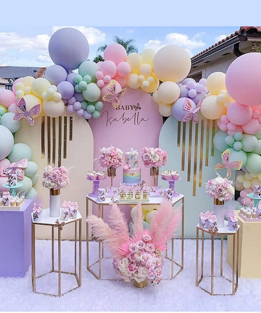 Pastel macaron balloon garland/cloud Party Trends
