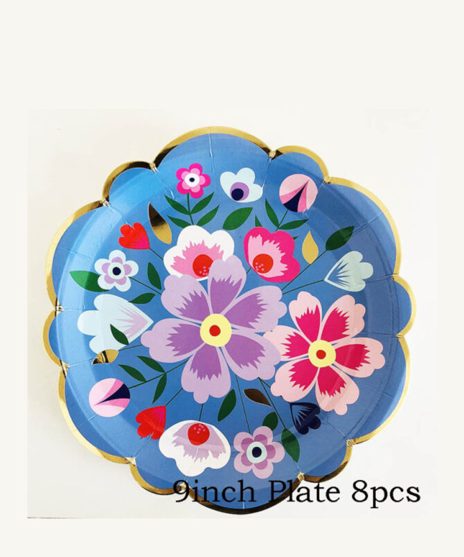 blue butterfly flowers plates birthday party girls
