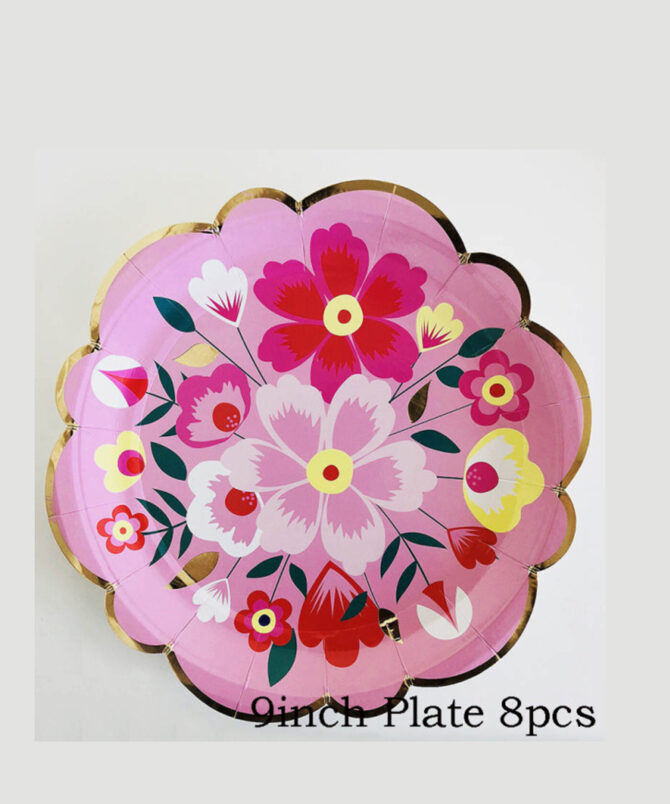 pink butterfly flowers plates birthday party girls