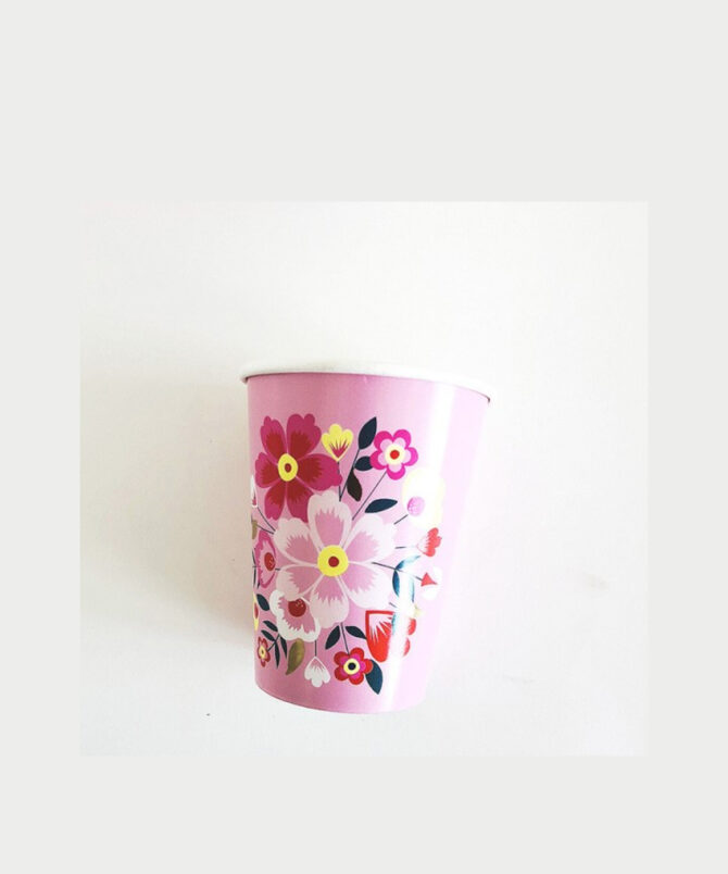 pink butterfly flowers cups birthday party girls