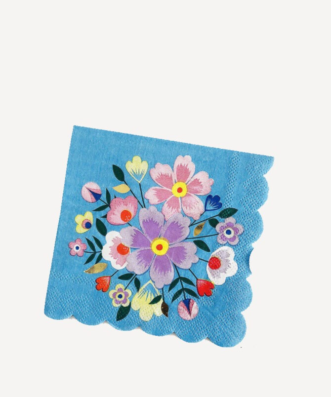 blue butterfly flowers napkins birthday party girls