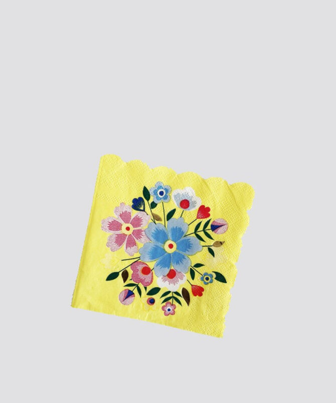 yellow butterfly flowers napkins birthday party girls