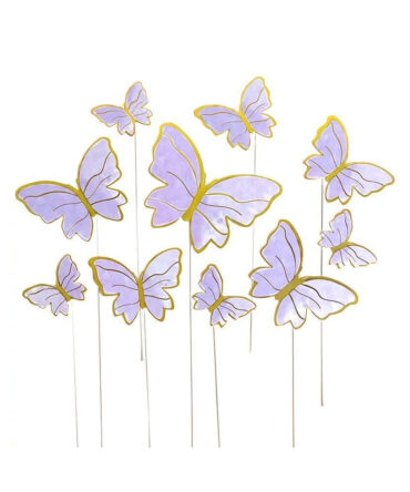 purple butterfly flowers happy birthday party cake topper