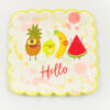 fruits pineapple colorful dots plates birthday party boys girls