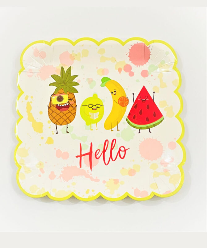 fruits pineapple colorful dots plates birthday party boys girls