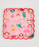 pink animals zoo plates birthday party girls boys