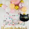 Cat birthday party girls pinata piñata tableware balloons