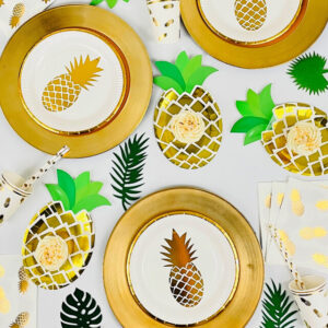 Pineapple plates summer party aloha Hawaii decoration bachelorette