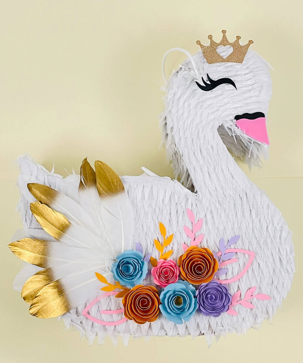 Iridescent Foil White Swan Pinata for Girls Princess Theme Birthday Party Decorations (Small, 16.25 x 14 x 3 in)