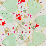 Green Valentines heart shaped party tableware