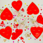 Red Valentines heart shaped party tableware